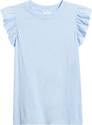 Caslon® Ruffle Sleeveless Pima Cotton Top