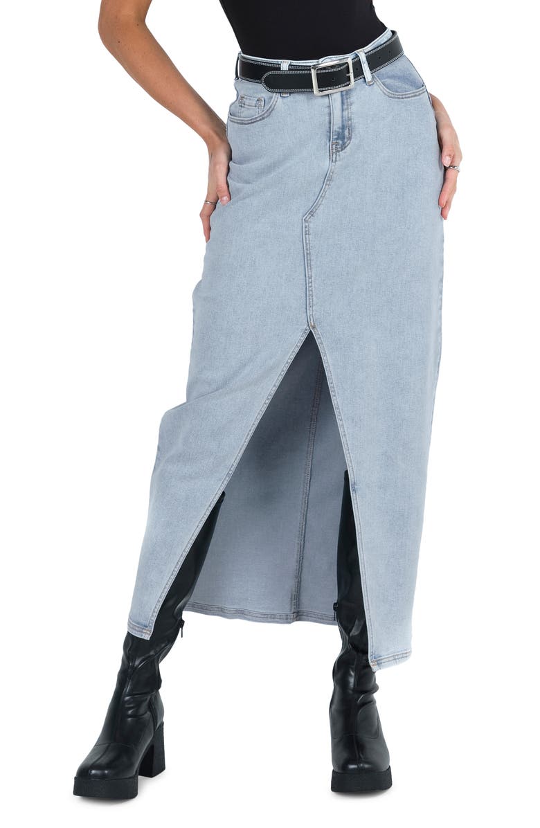 Princess Polly Batkins High Waist Denim Skirt, Main, color, 