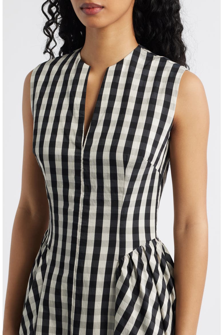 Vivian Gingham Midi Dress, Alternate, color, BLACK