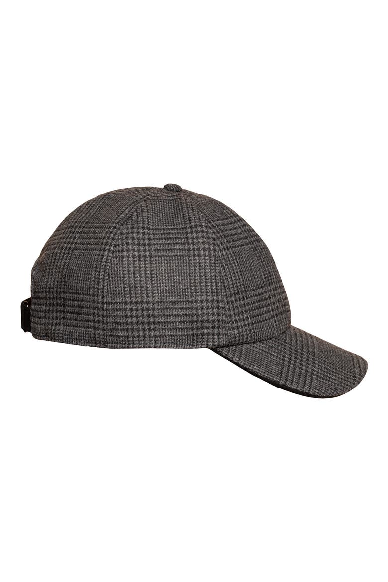 Houndstooth Wool Blend Baseball Cap, Main, color, BLACK