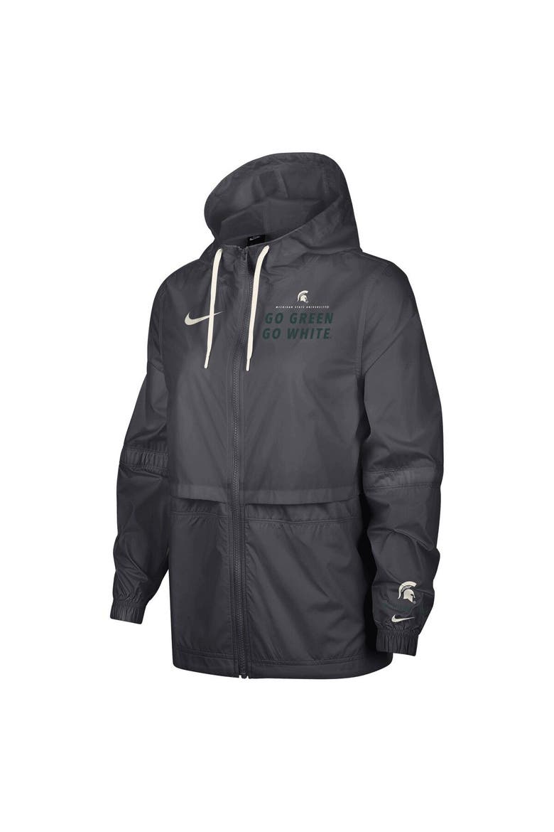 Women's Nike Anthracite Michigan State Spartans 2-Hit Windrunner Performance Full-Zip Jacket, Alternate, color, Anthracite