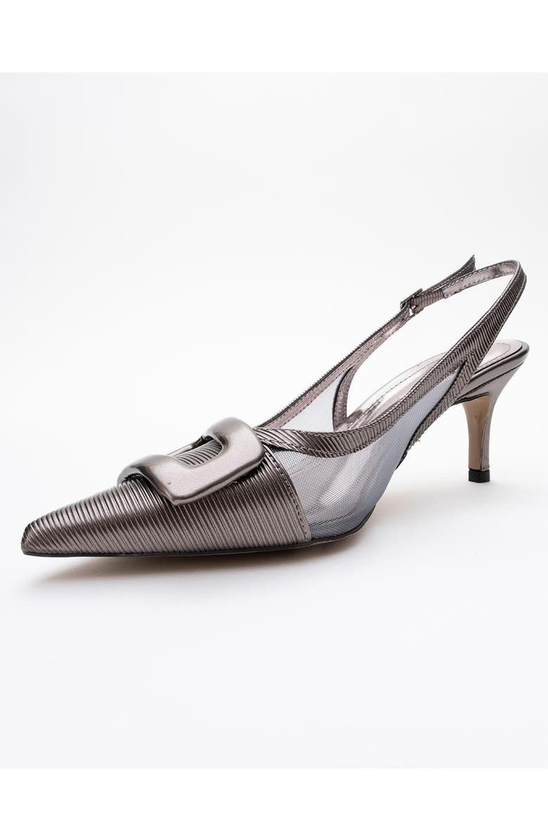 Prologue Shoes Foley Pointed Toe Slingback Stiletto Pump, Main, color, Platinum