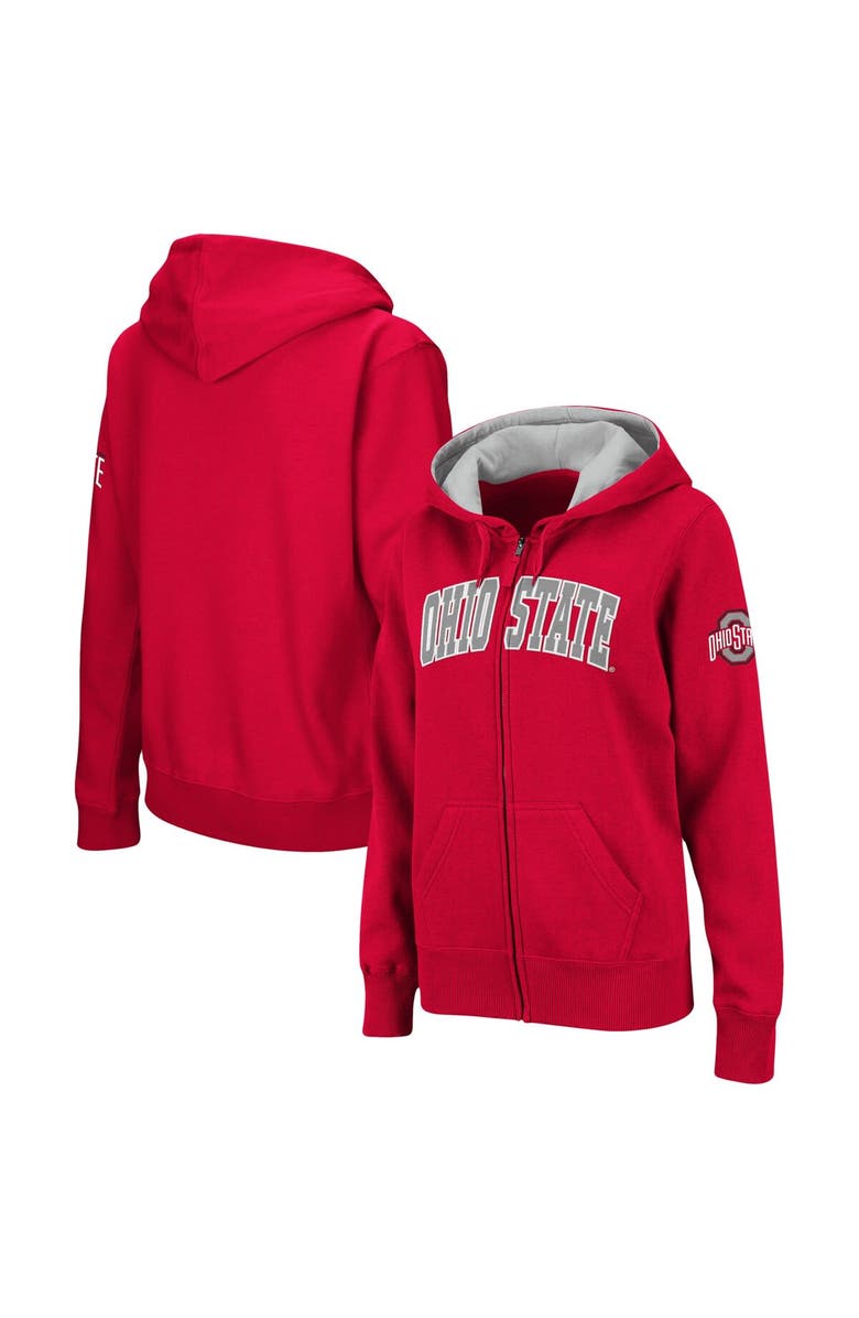 COLOSSEUM Women's Scarlet Ohio State Buckeyes Arched Name Full-Zip Hoodie, Alternate, color, 