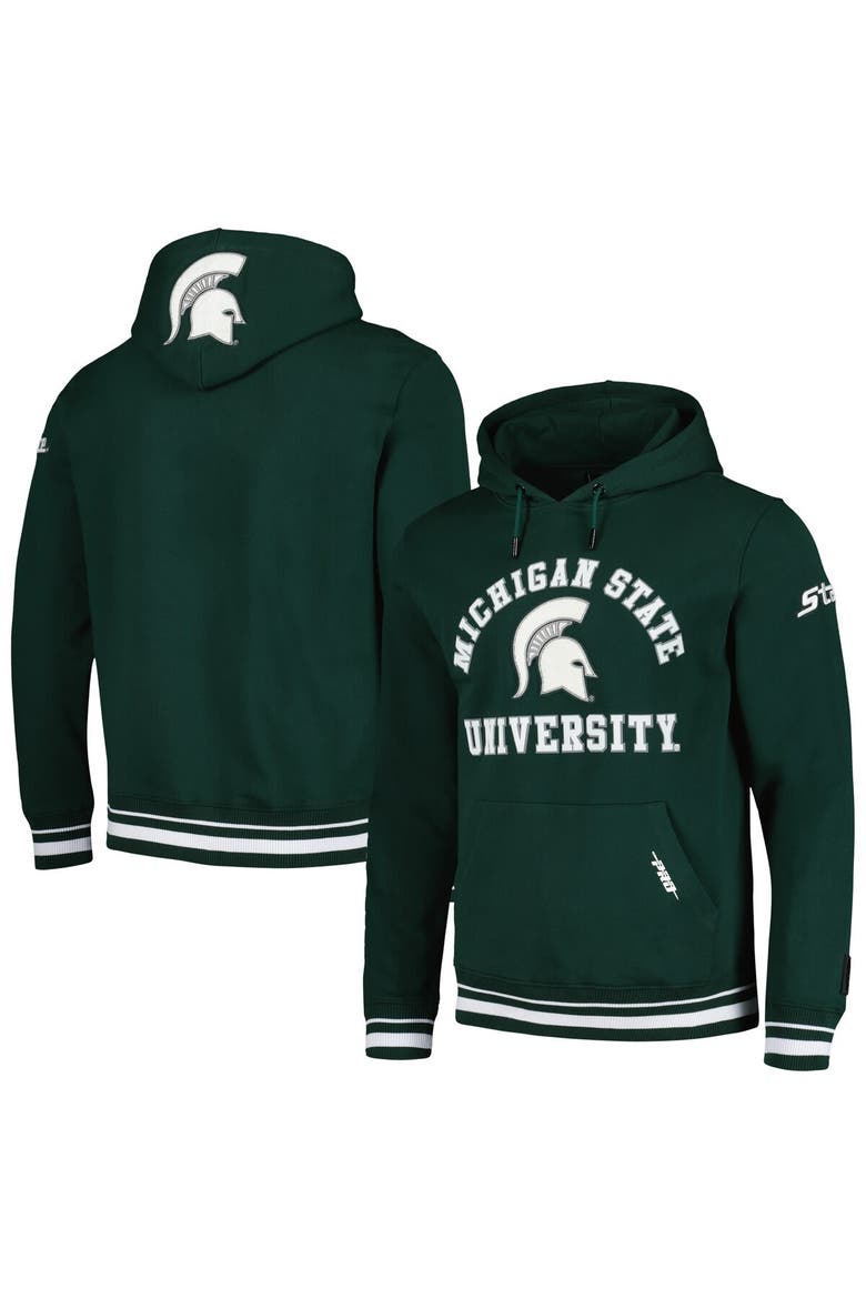 Men's Pro Standard Green Michigan State Spartans Classic Stacked Logo Pullover Hoodie, Alternate, color, Green