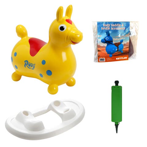 Rody Inflatable Bounce Horse with Rocking Base & Saddle-Bridle Accessory