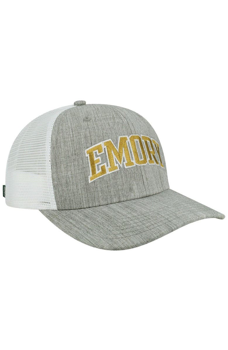 LEGACY ATHLETIC Men's Heather Gray/White Emory Eagles Arch Trucker Snapback Hat, Alternate, color, 