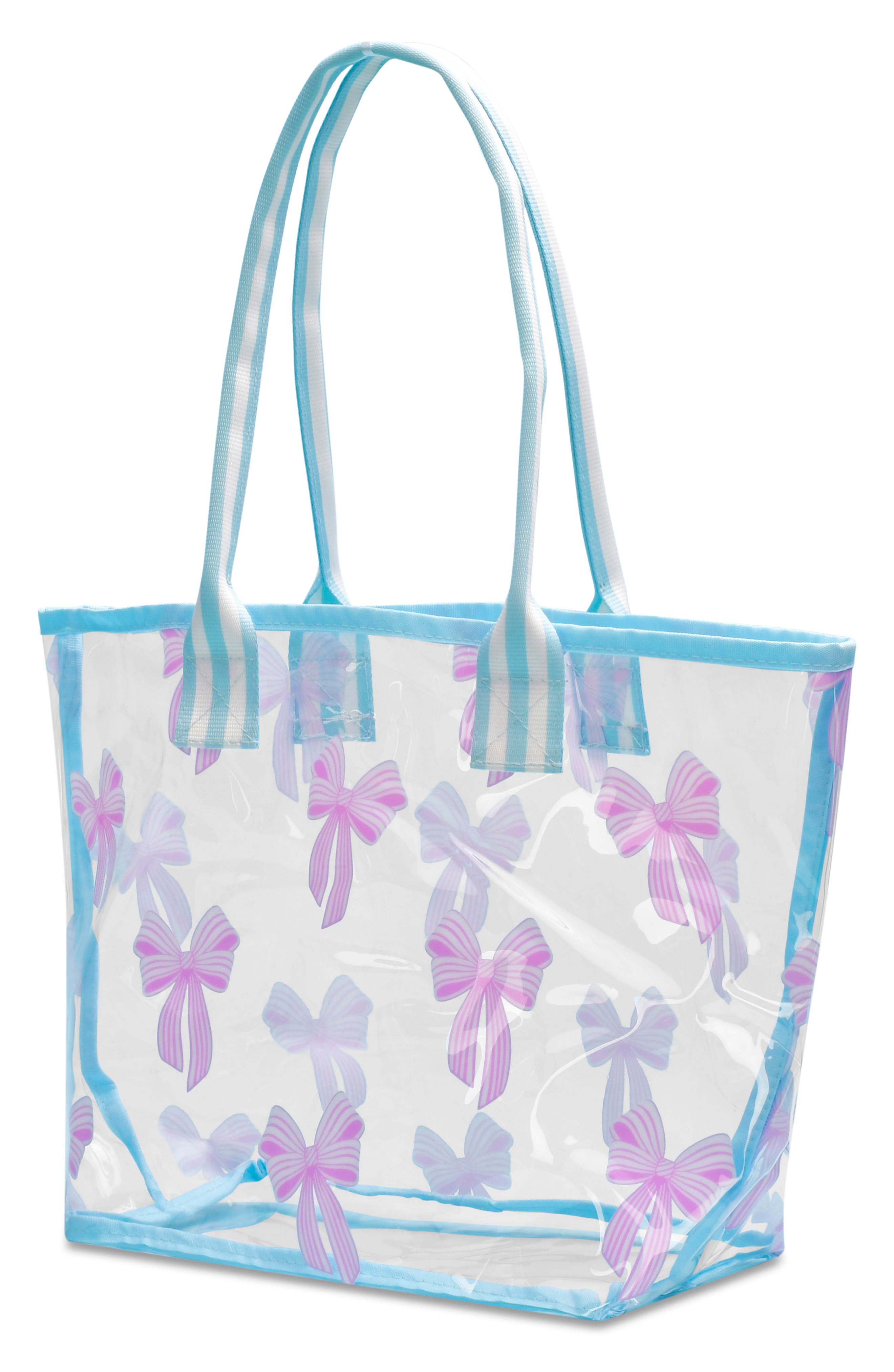 Iscream Spring Bows Clear Tote Bag, Alternate, color, Blue/ Purple Multi