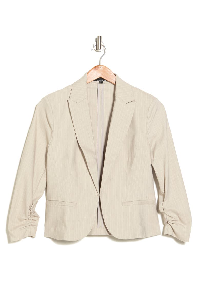 Amanda & Chelsea Pinstripe Ruched 3/4 Sleeve Blazer, Alternate, color, 