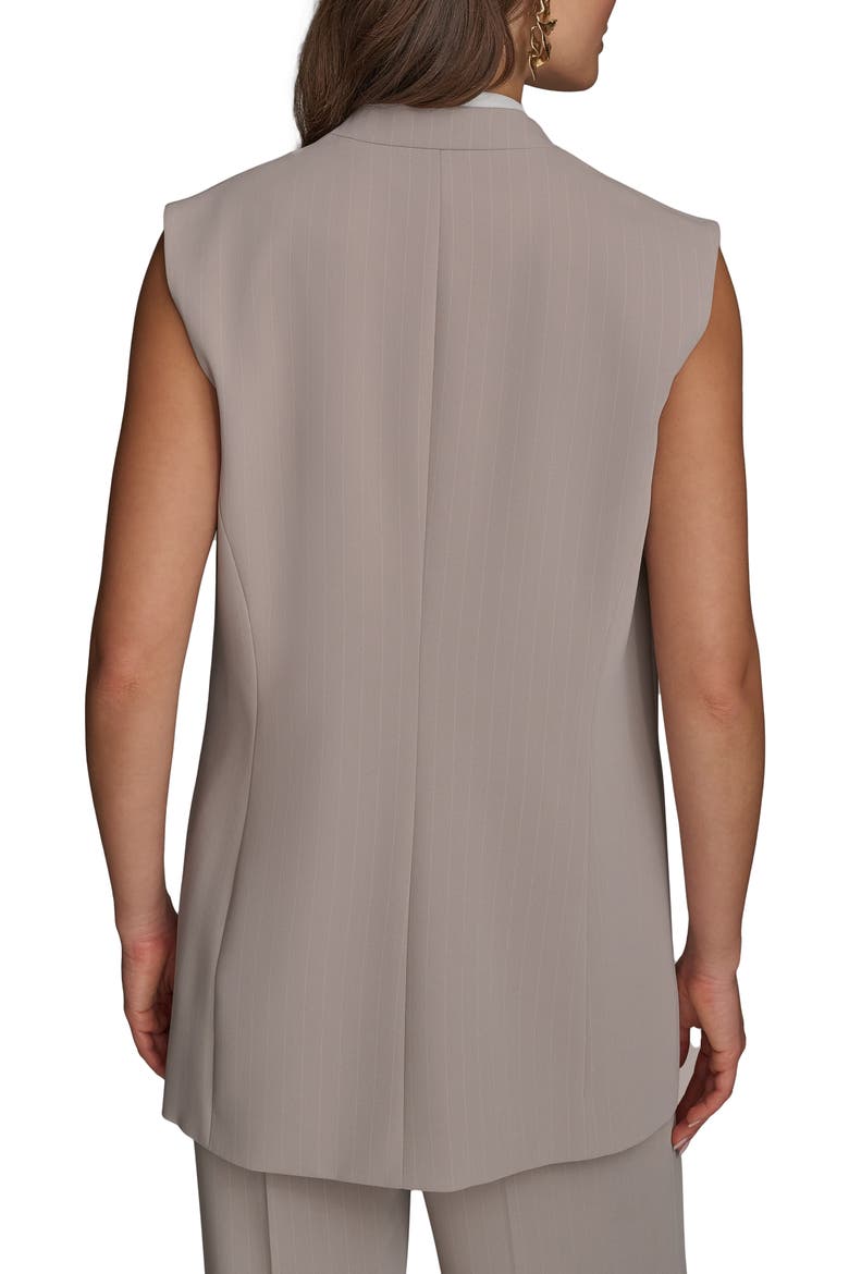 Pinstripe Double Breasted Vest, Alternate, color, COBBLESTONE/ CREAM