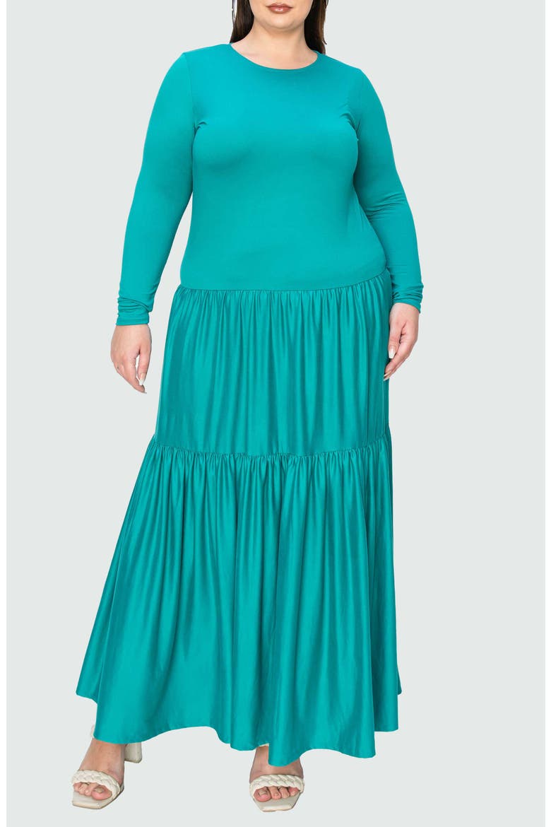 Long Sleeve Maxi Dress, Main, color, JADE