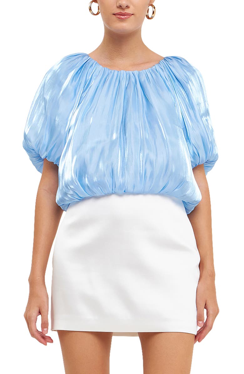 Endless Rose Sheen Effect Blouson Top, Main, color, Ocean Blue