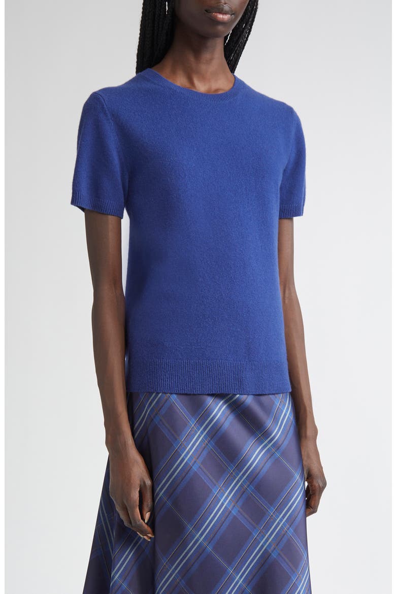 Short Sleeve Wool & Cashmere Sweater, Main, color, CASPIAN