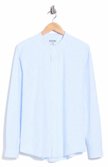 State of Mind Striped Performance Band Collar Shirt
