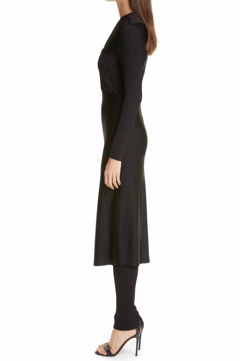Long Sleeve Knit Shirtdress, Alternate, color, BLACK BK00