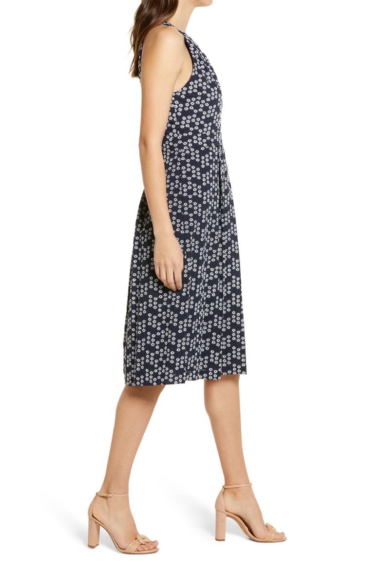 Daisy Embroidered Keyhole Halter Dress, Alternate, color, NAVY IVORY