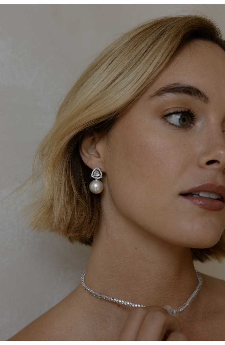 Untamed Petals Legacy Pearl Drop Earrings, Alternate, color, Silver