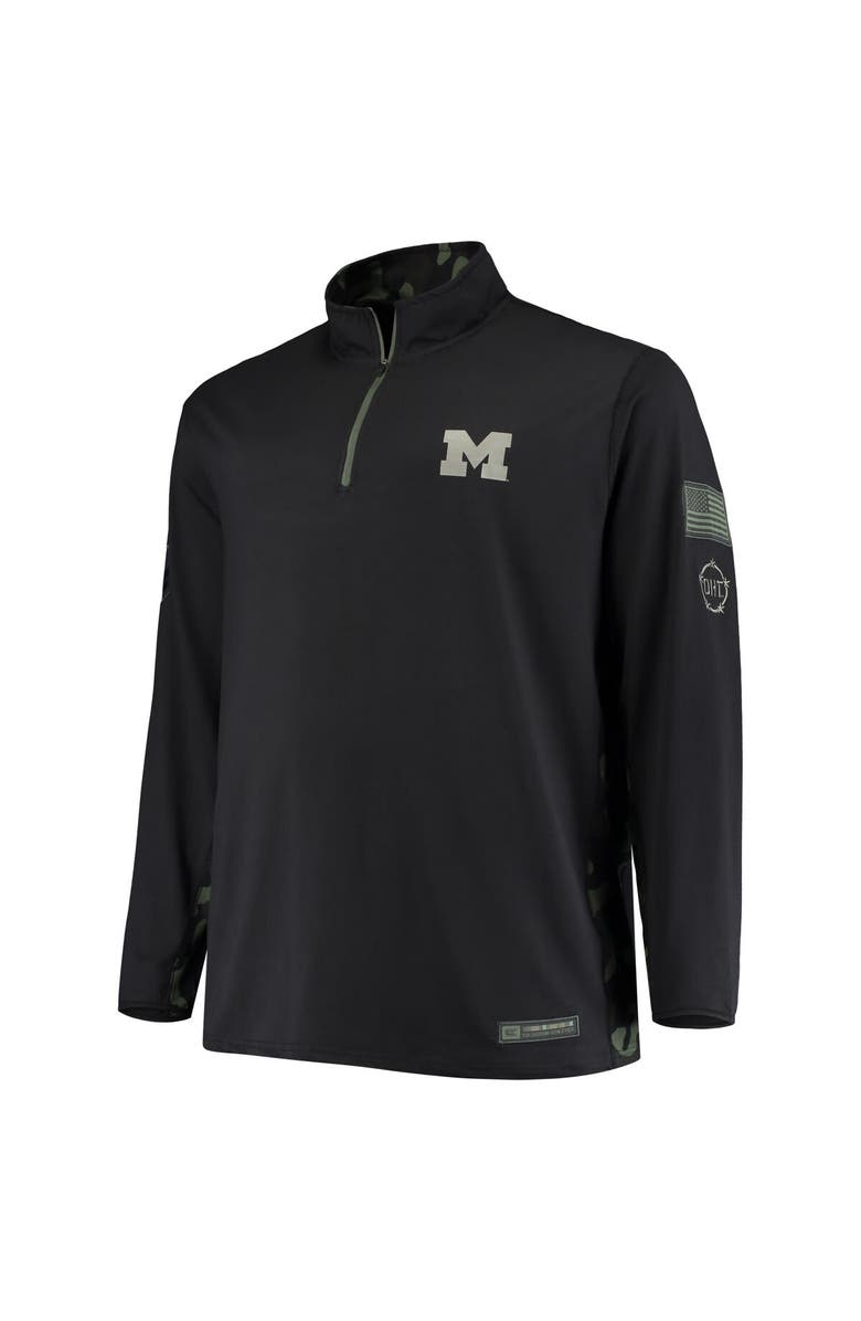 COLOSSEUM Men's Colosseum Black Michigan Wolverines OHT Military Appreciation Big & Tall Quarter-Zip Jacket, Alternate, color, 