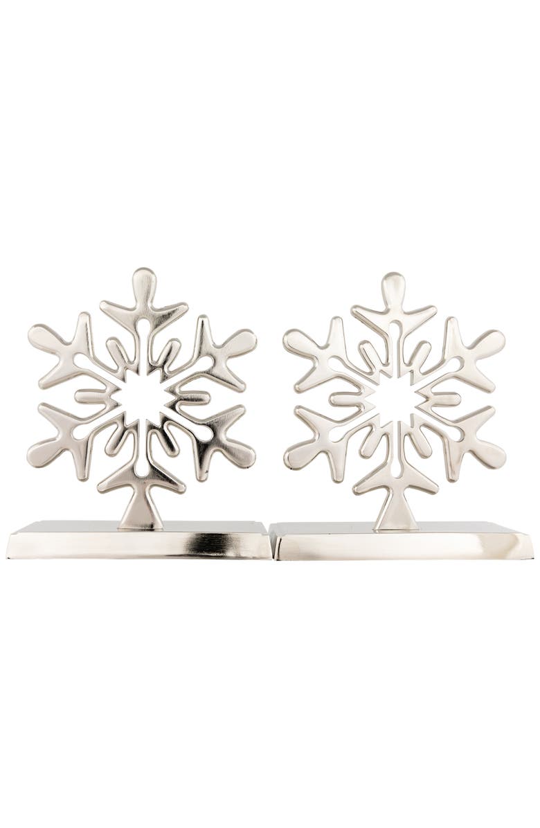 Northlight Set of 2 Solid Silver Snowflake Cutout Christmas Metal Stocking Holders 6.5", Alternate, color, Silver
