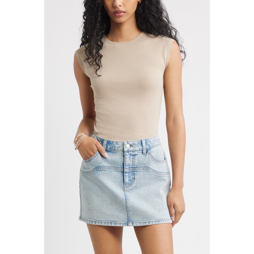 Bp. Rib Cap Sleeve T-shirt In Neutral