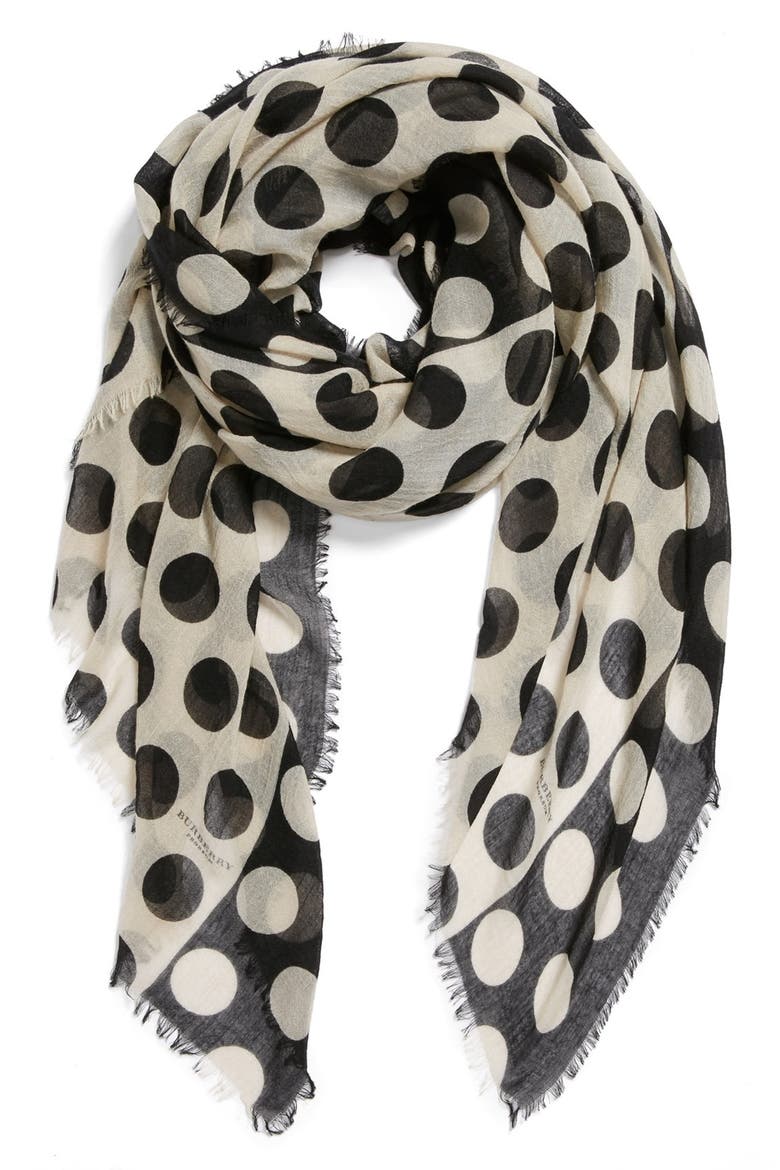 Prorsum Polka Dot Cashmere & Mulberry Silk Scarf, Main, color, TRENCH PRINT