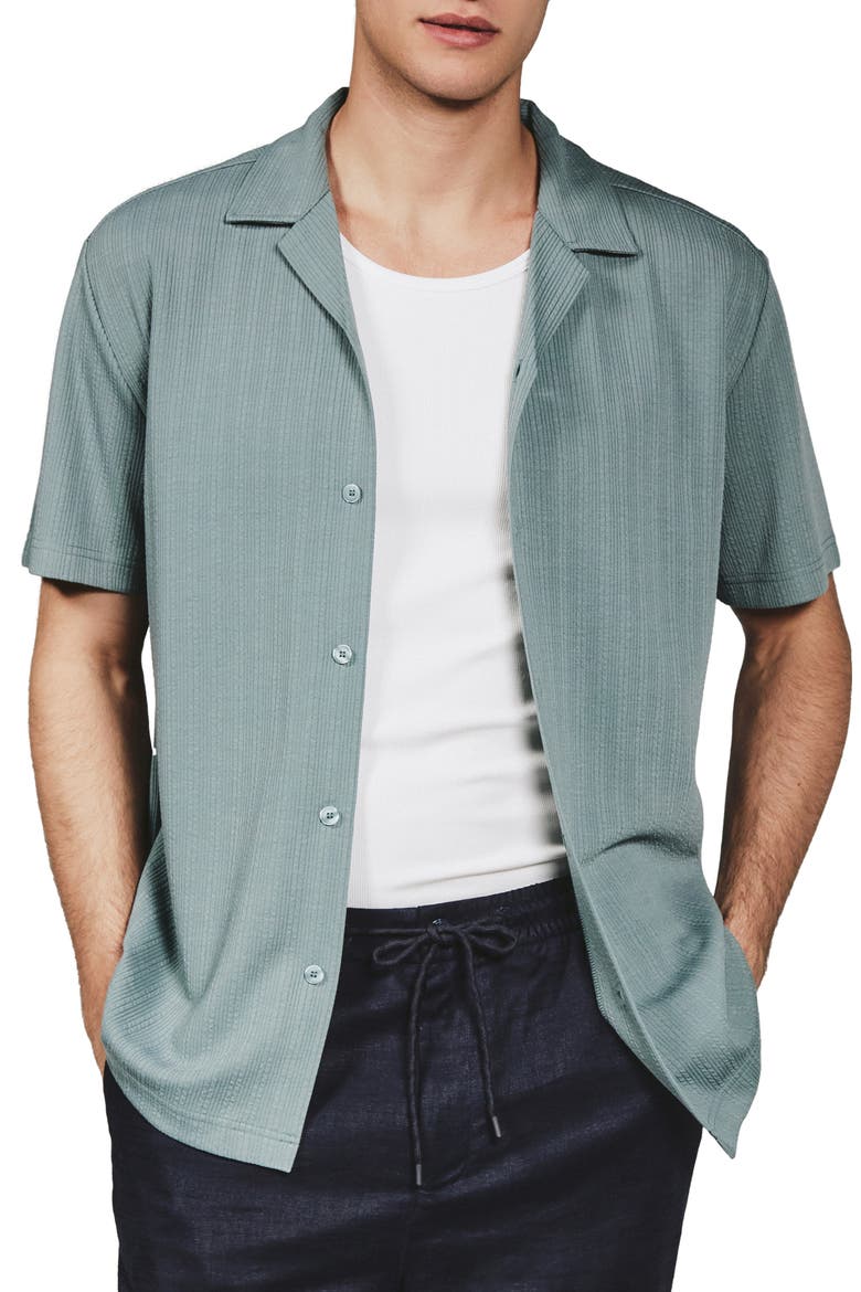 Vaughn Rib Knit Camp Shirt, Main, color, SEAFOAM