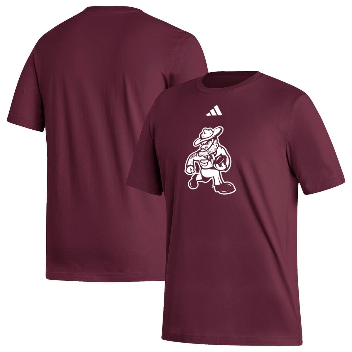 ADIDAS ORIGINALS ADIDAS  MAROON TEXAS A&M AGGIES OL' SARGE FOOTBALL T-SHIRT