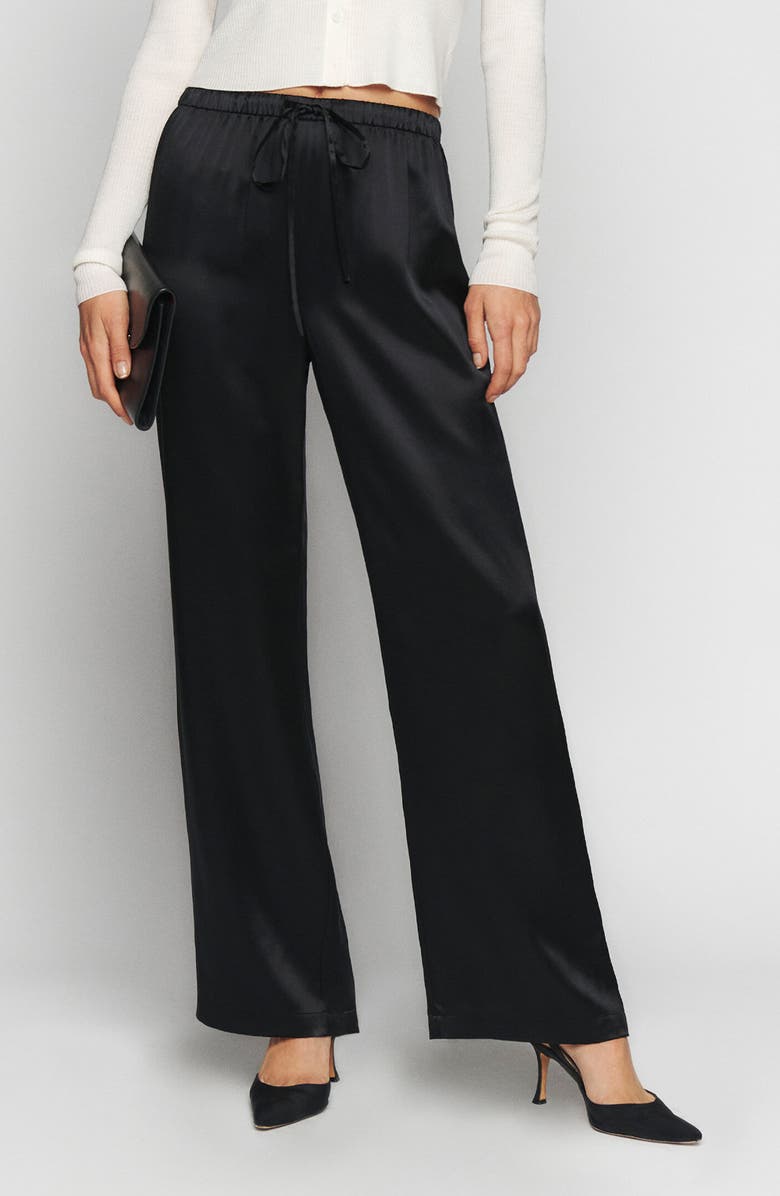 Reformation Olina Wide Leg Silk Pants, Main, color, 