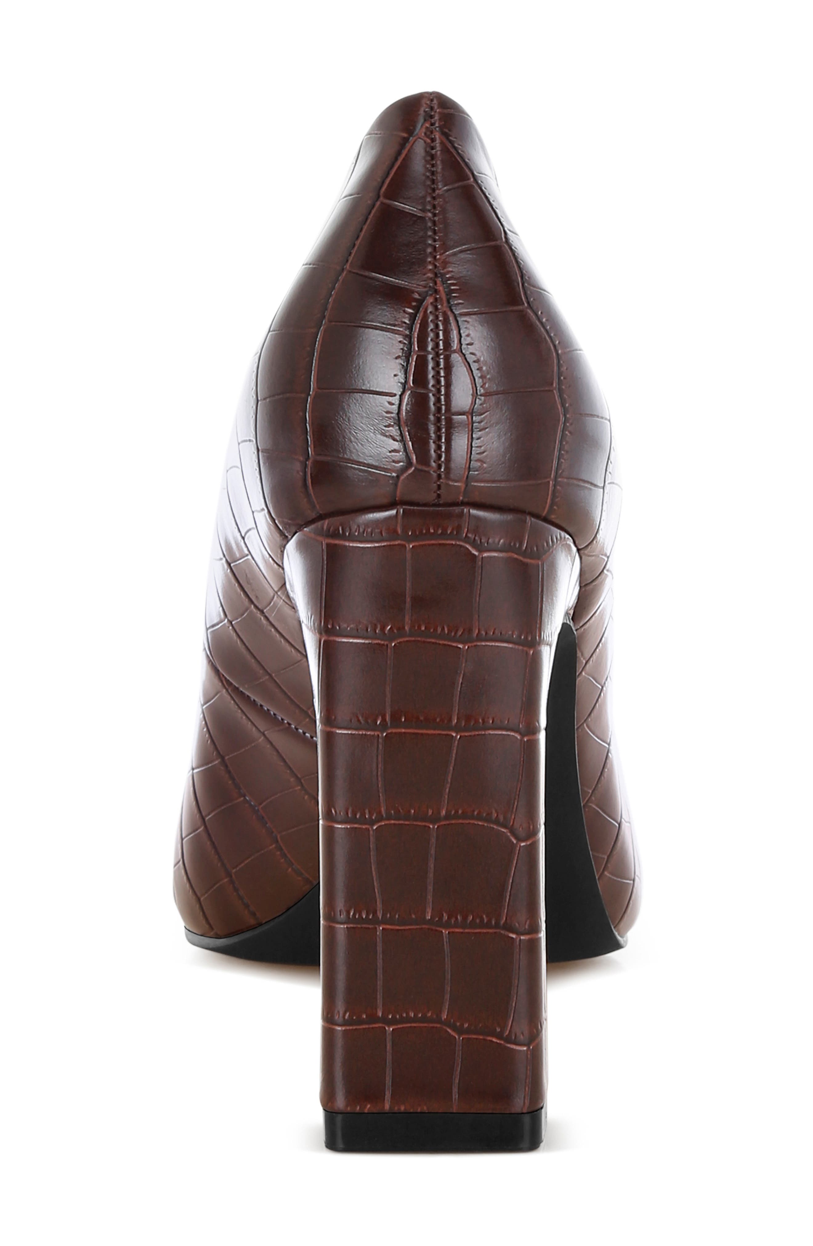 Scheba Croc Embossed Pump, Alternate, color, BROWN
