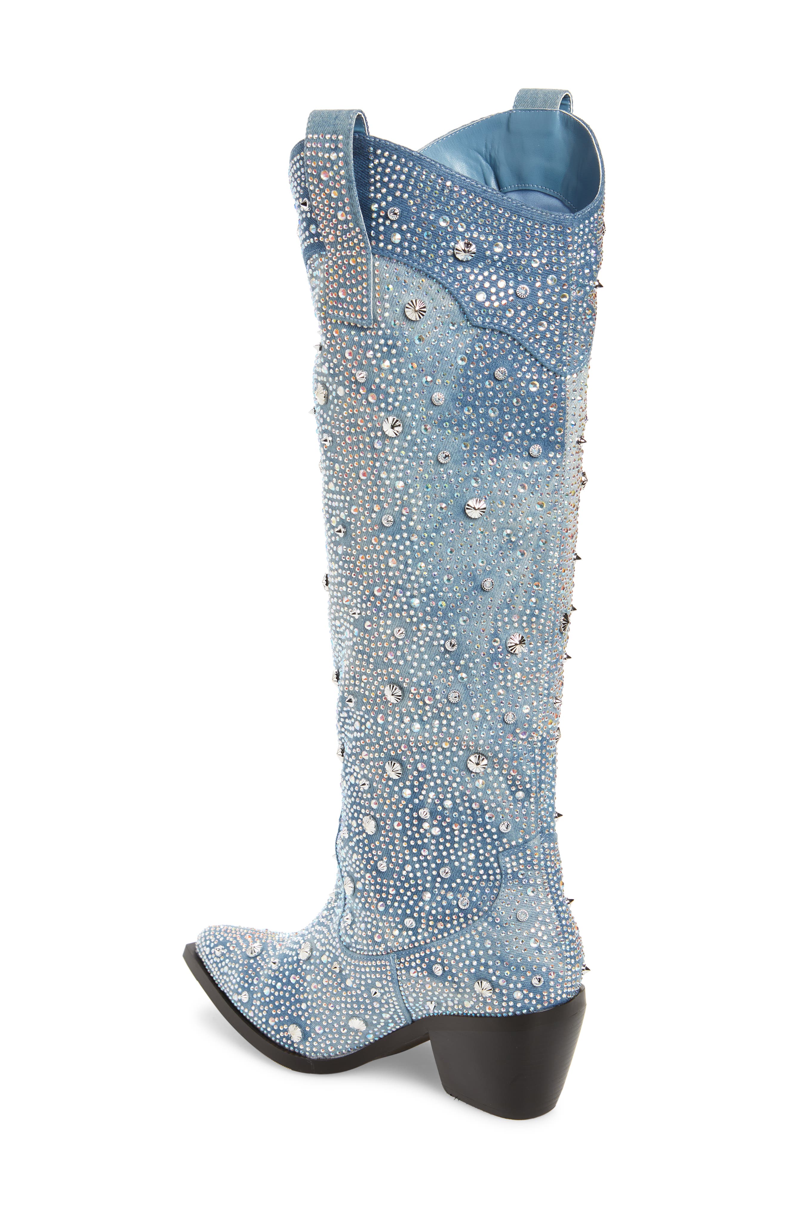 AZALEA WANG Mullins Crystal Embellished Western Boot, Alternate, color, 
