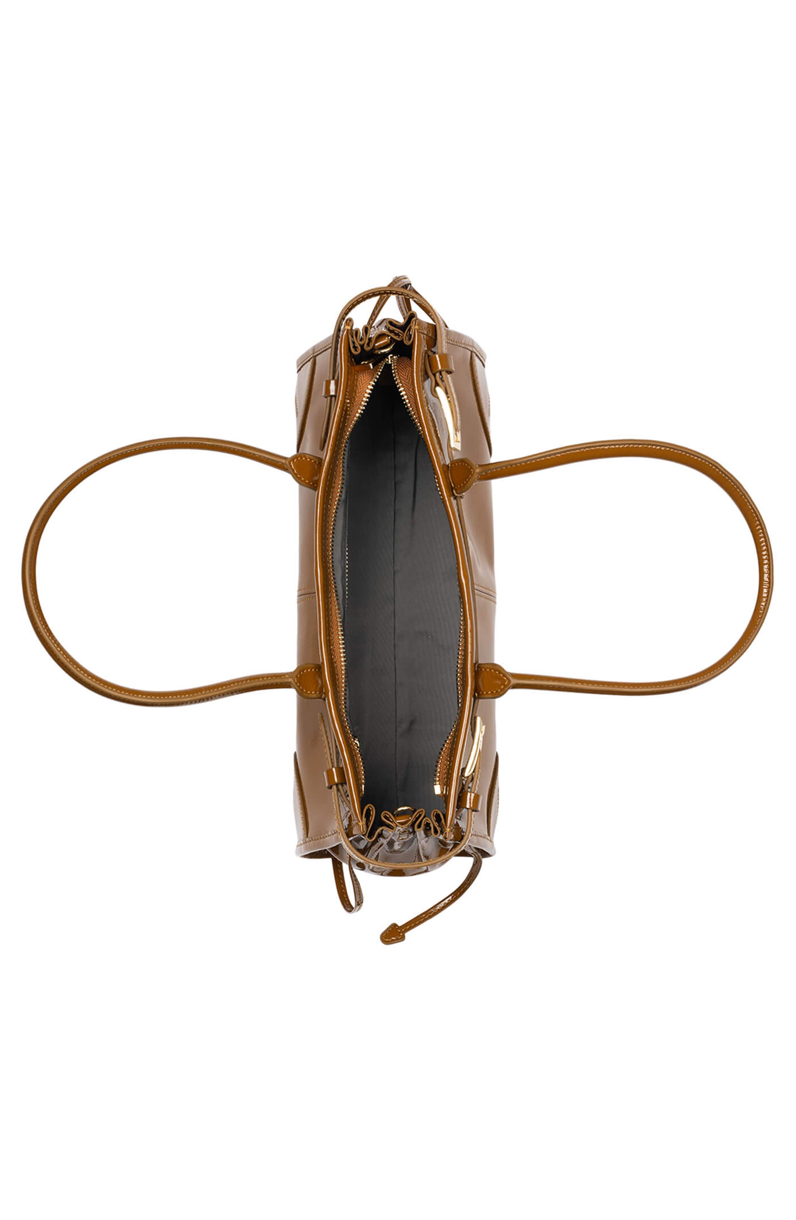 Jeffrey Campbell Pesky Leather Shoulder Bag, Alternate, color, Tan Crinkle Patent