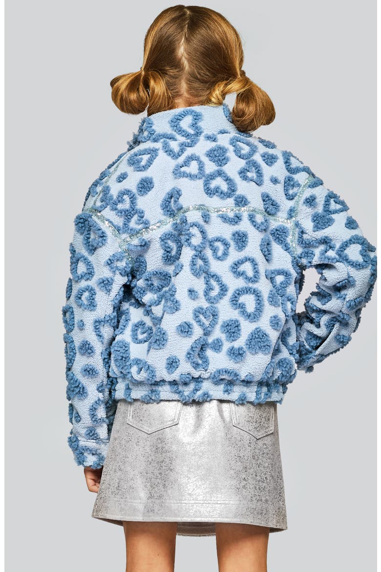 Kids' Heart Embossed High-Pile Fleece Jacket, Alternate, color, BLUE
