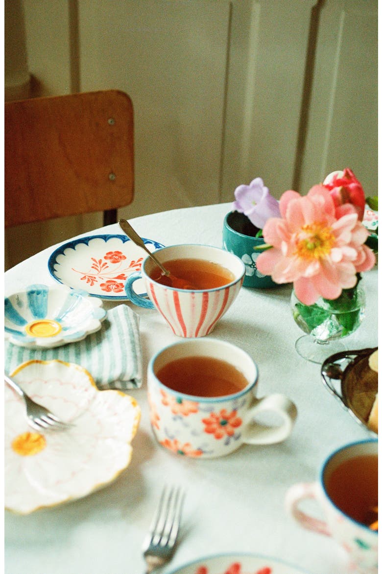 Set of 6 Hand-Painted Teacups, Alternate, color, MULTI