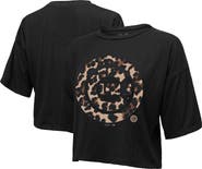 Majestic Threads Women's Majestic Threads Black Chicago Cubs Leopard Cropped T-Shirt