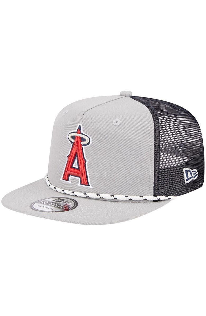 New Era Men's New Era Gray Los Angeles Angels Golfer Green Undervisor 9FIFTY Snapback Hat, Main, color, 