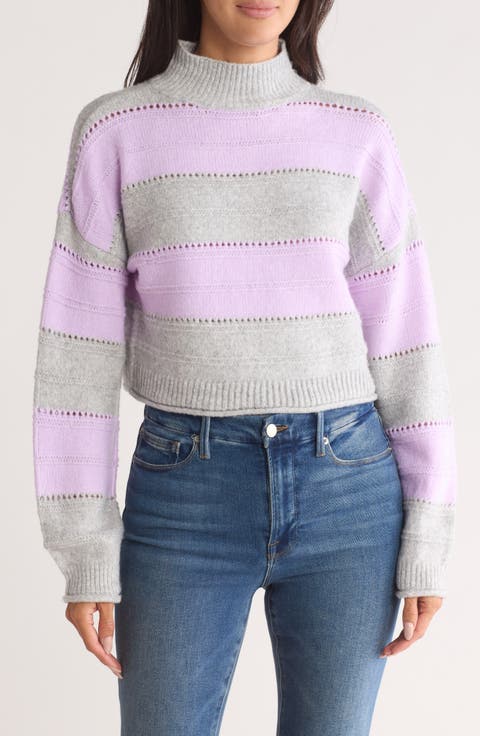 Mock Neck Stripe Sweater