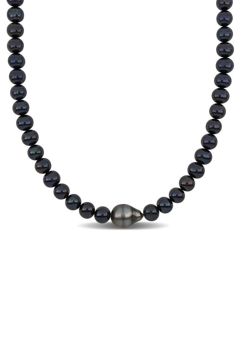 Men's Cultured Freshwater Pearl Necklace, Main, color, BLACK
