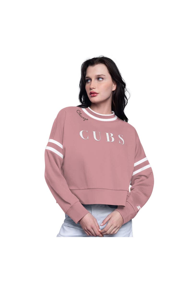 STARTER Women's Starter  Pink Chicago Cubs Power Play Cropped Pullover Sweatshirt, Alternate, color, Pink
