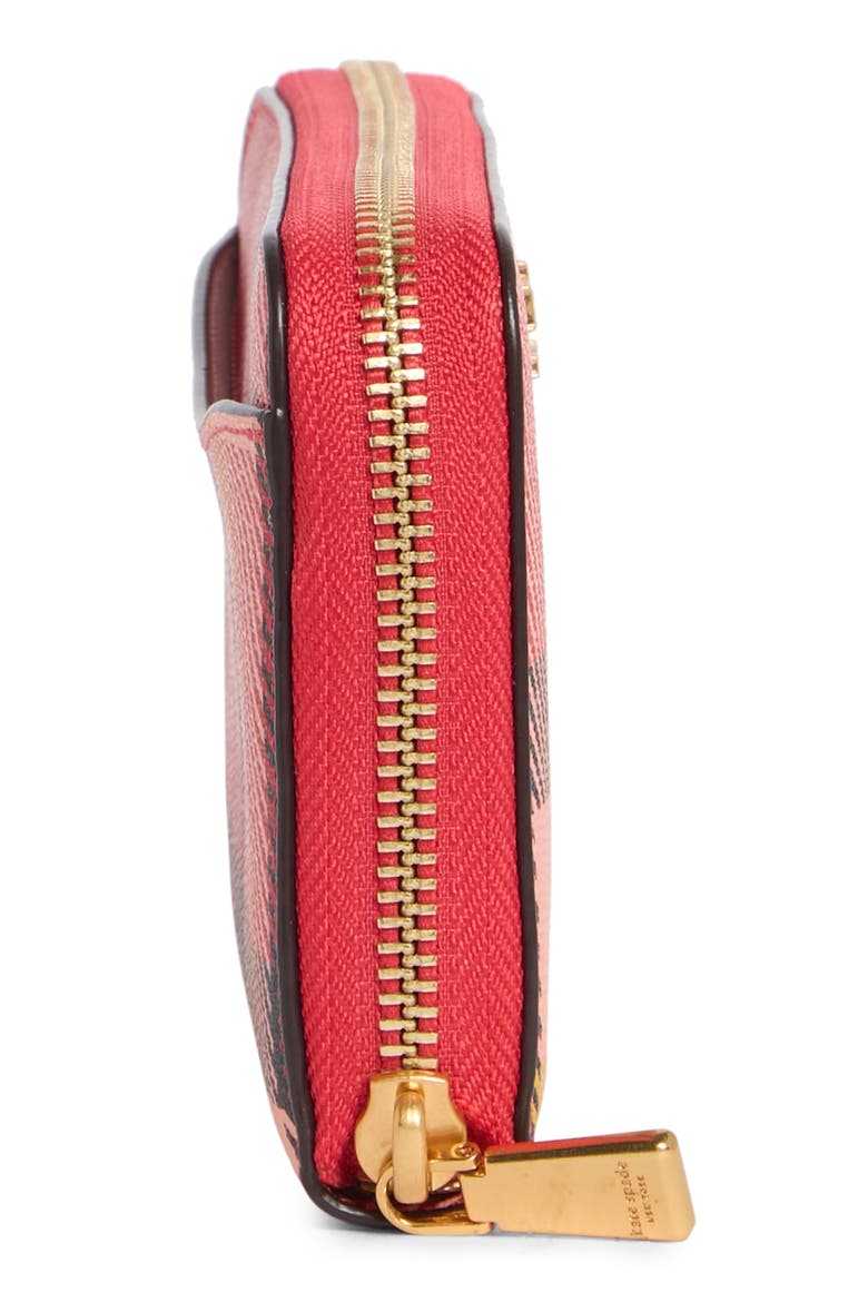 plaid leather contintental wallet, Alternate, color, RED MULTI