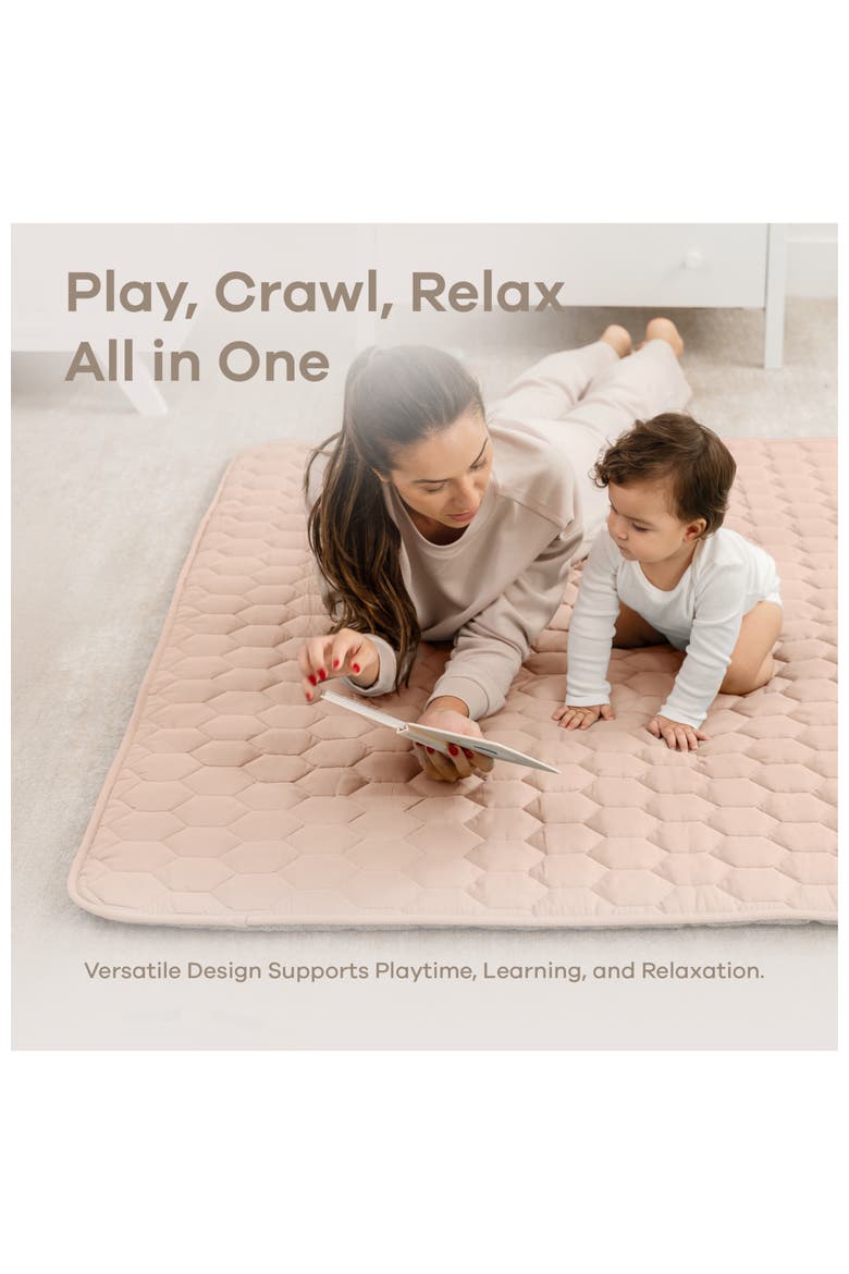 Premium Play Mat with Non-Slip Bottom, Square 56x56 inches, Alternate, color, Blush