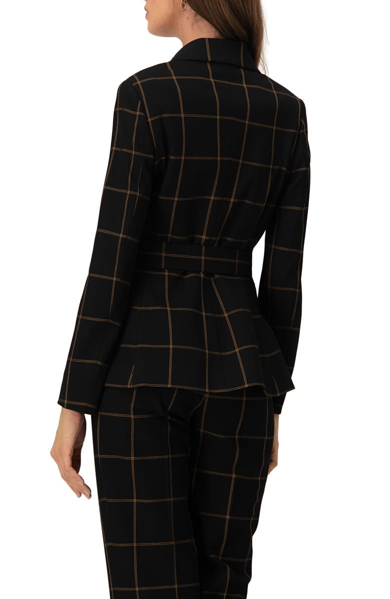 IVONNE Striped Double-Breasted Blazer with Belt, Alternate, color, Black