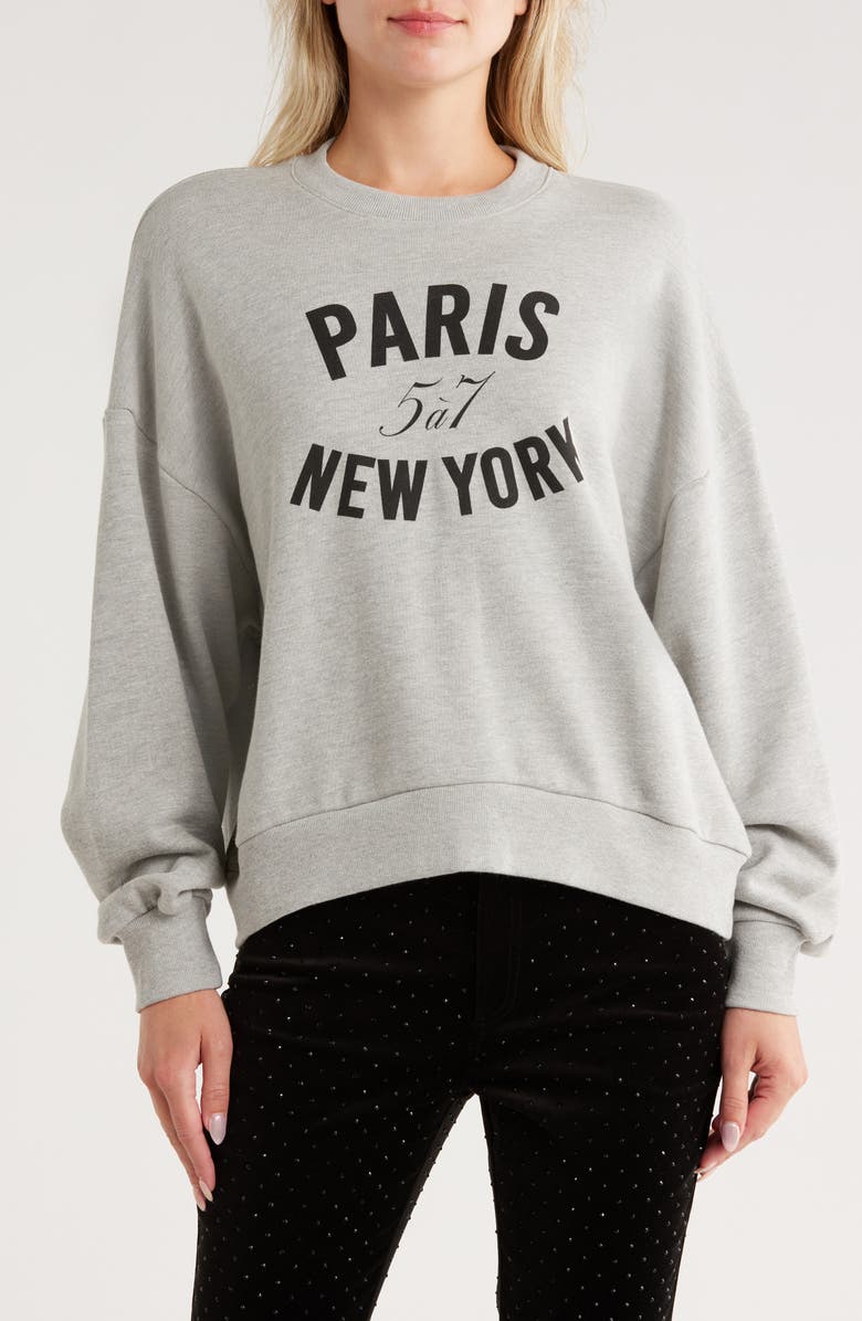 Cinq à Sept Paris & New York Brandy Sweatshirt, Main, color, Heather Grey/ Black