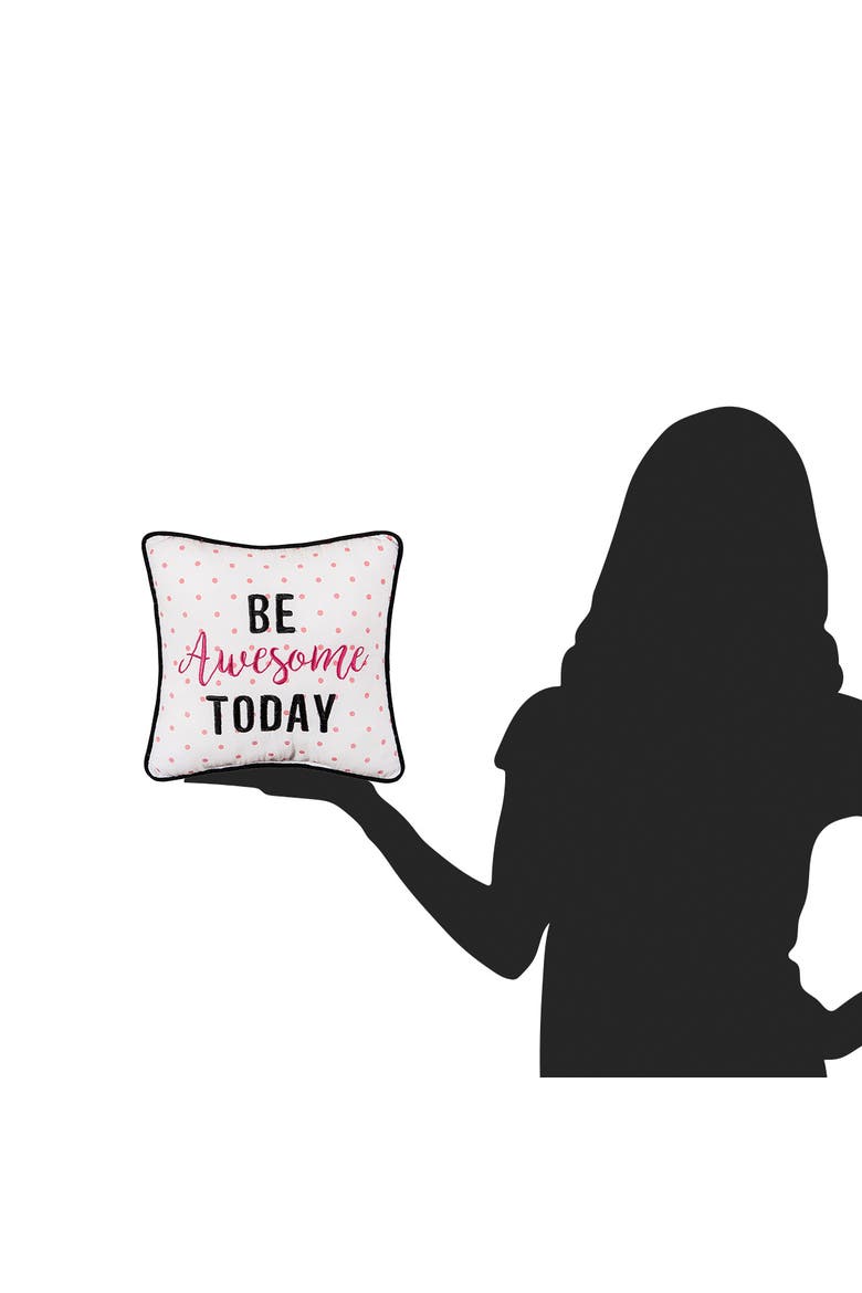 Be Awesome Today Printed and Embroidered Small/Petite Accent Pillow, 10" x 10", Alternate, color, Pink