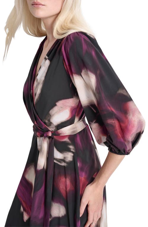 Dkny Surplice Three-quarter Balloon Sleeve Midi Dress In Purple