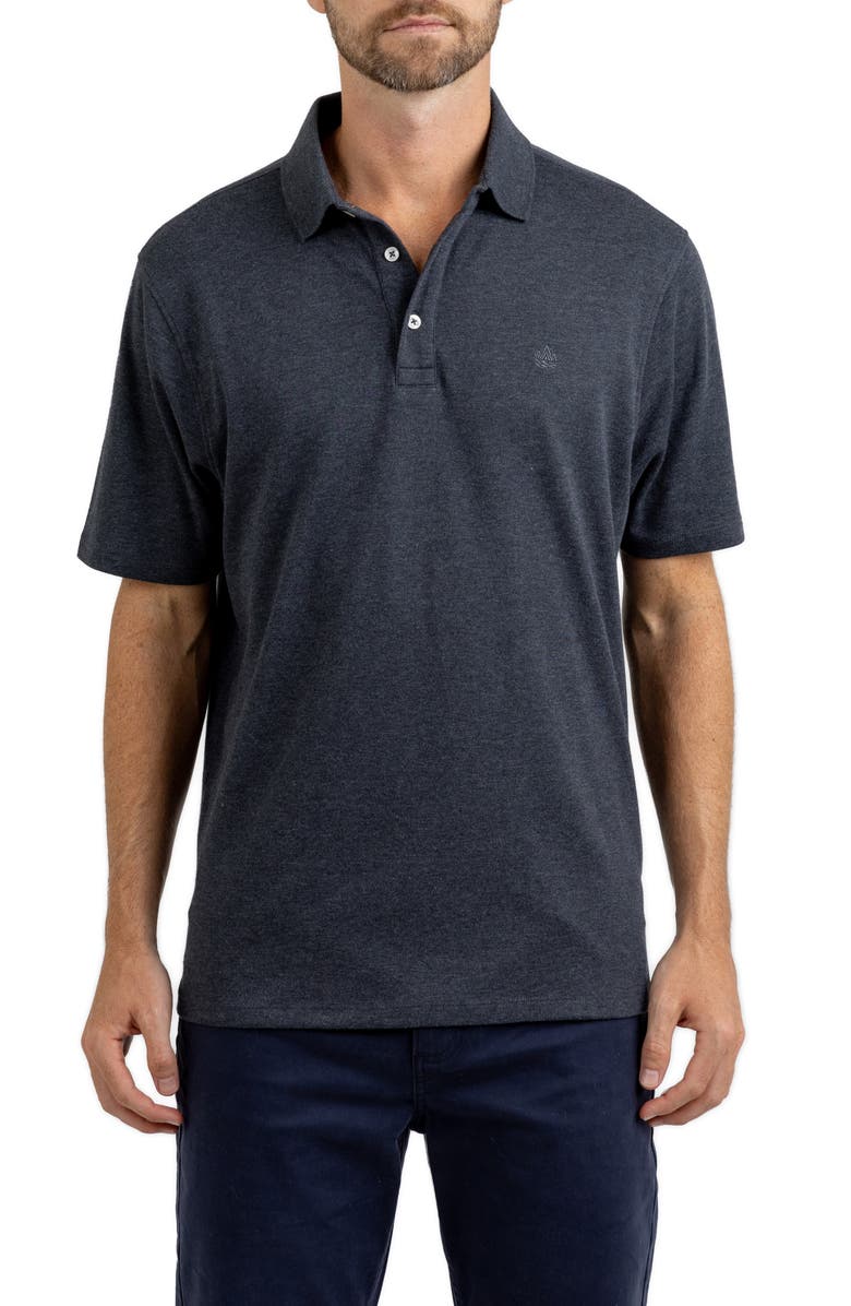 Rainforest Heathered Jersey Polo, Main, color, Charcoal