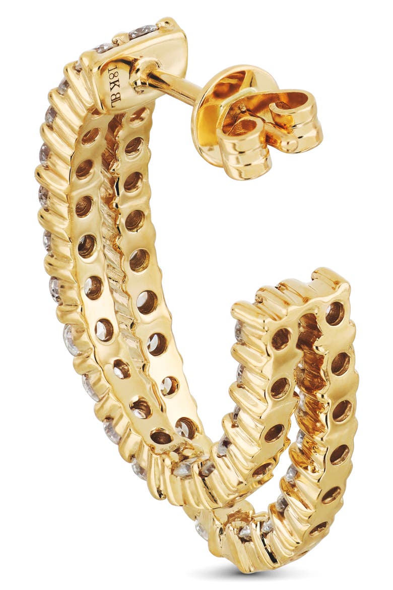 18K Gold Audrey Diamond Double Hoop Earrings (Online Trunk Show), Alternate, color, YELLOW