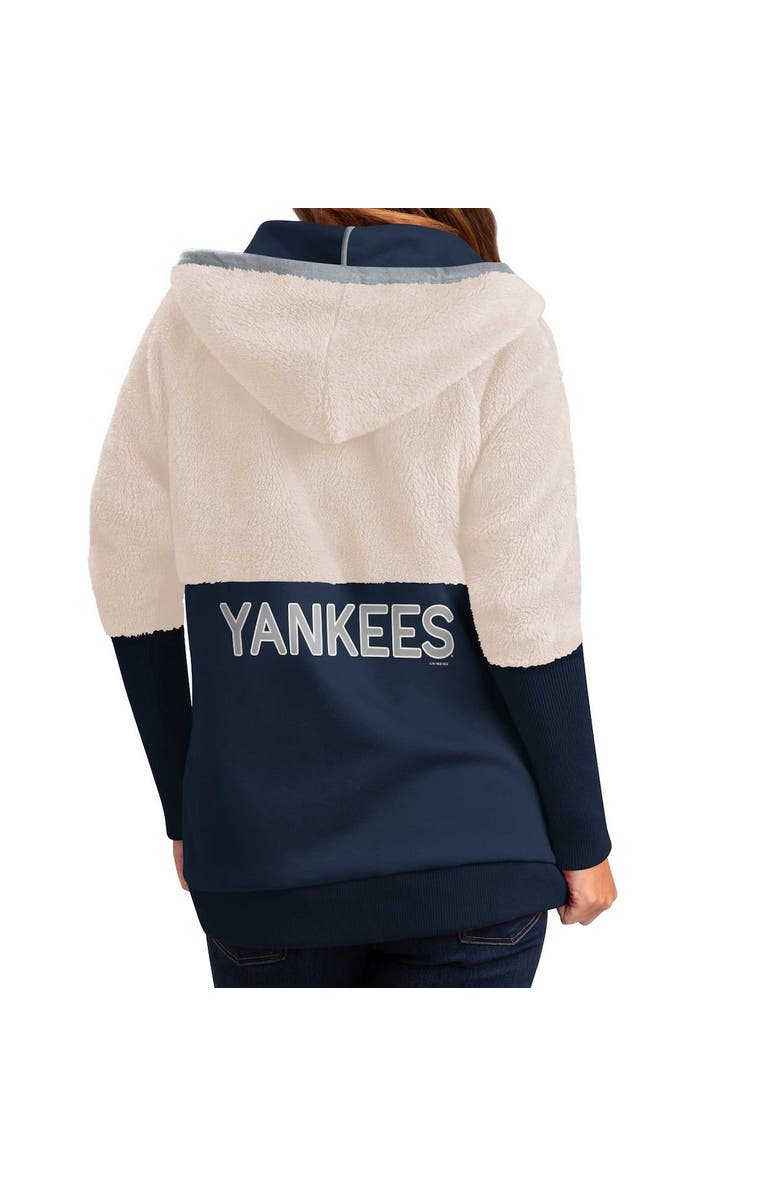 G-III 4HER BY CARL BANKS Women's G-III 4Her by Carl Banks Oatmeal/Navy New York Yankees Shuffle It Raglan Full-Zip Hoodie, Alternate, color, 