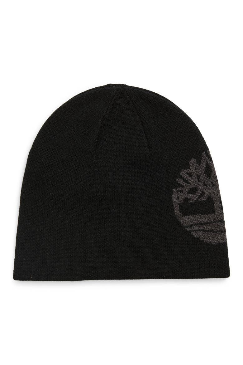 Logo Jacquard Reversible Beanie, Main, color, BLACK