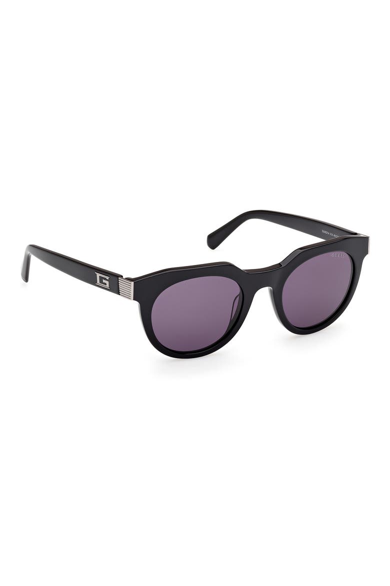 Round Sunglasses, Alternate, color, SHINY BLACK / SMOKE