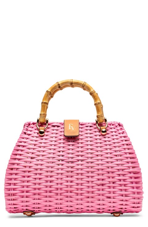 Rooster Woven Wicker Top Handle Bag