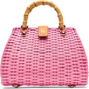 Frances Valentine Rooster Woven Wicker Top Handle Bag